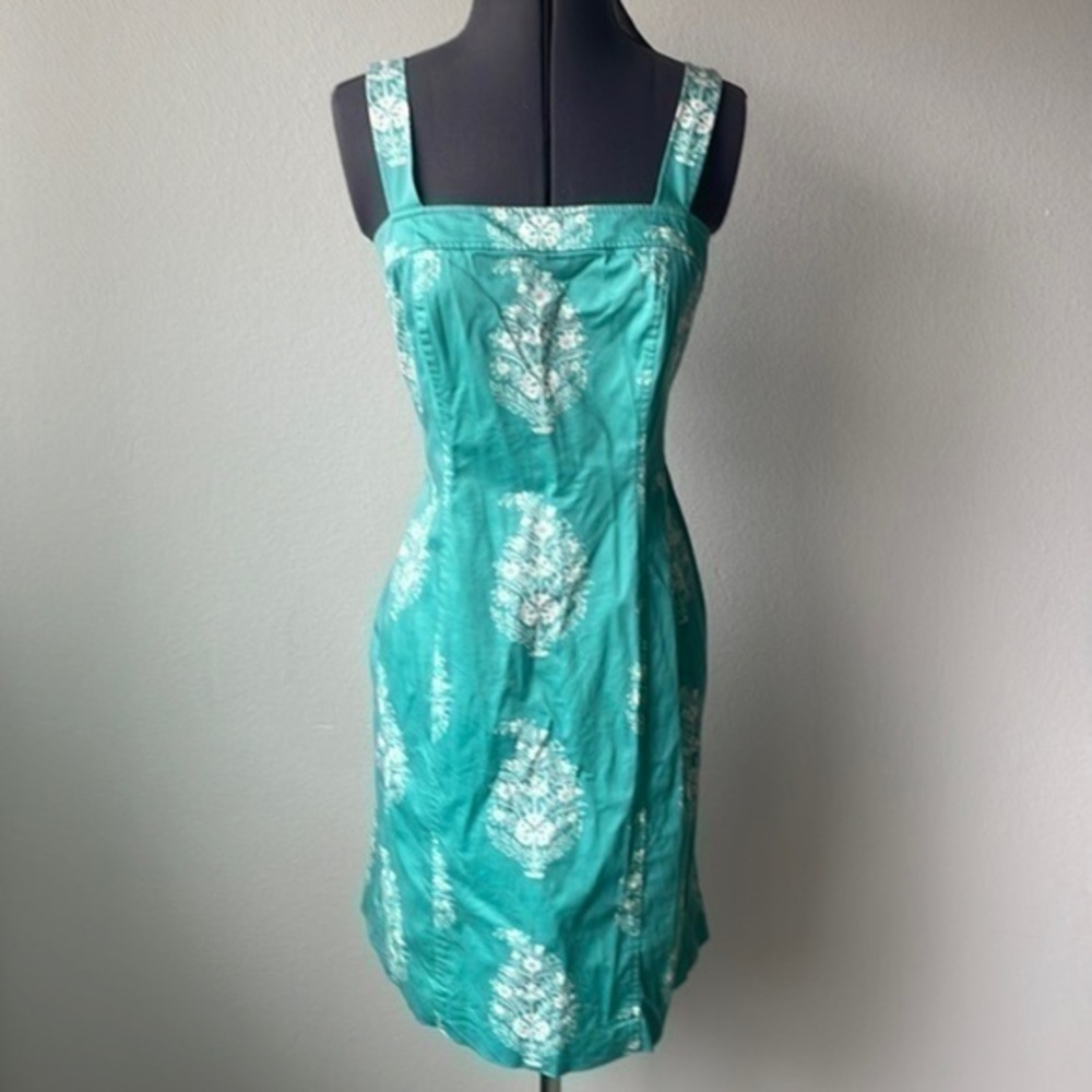 Jones New York dress size 8 aqua and white sundress baddie